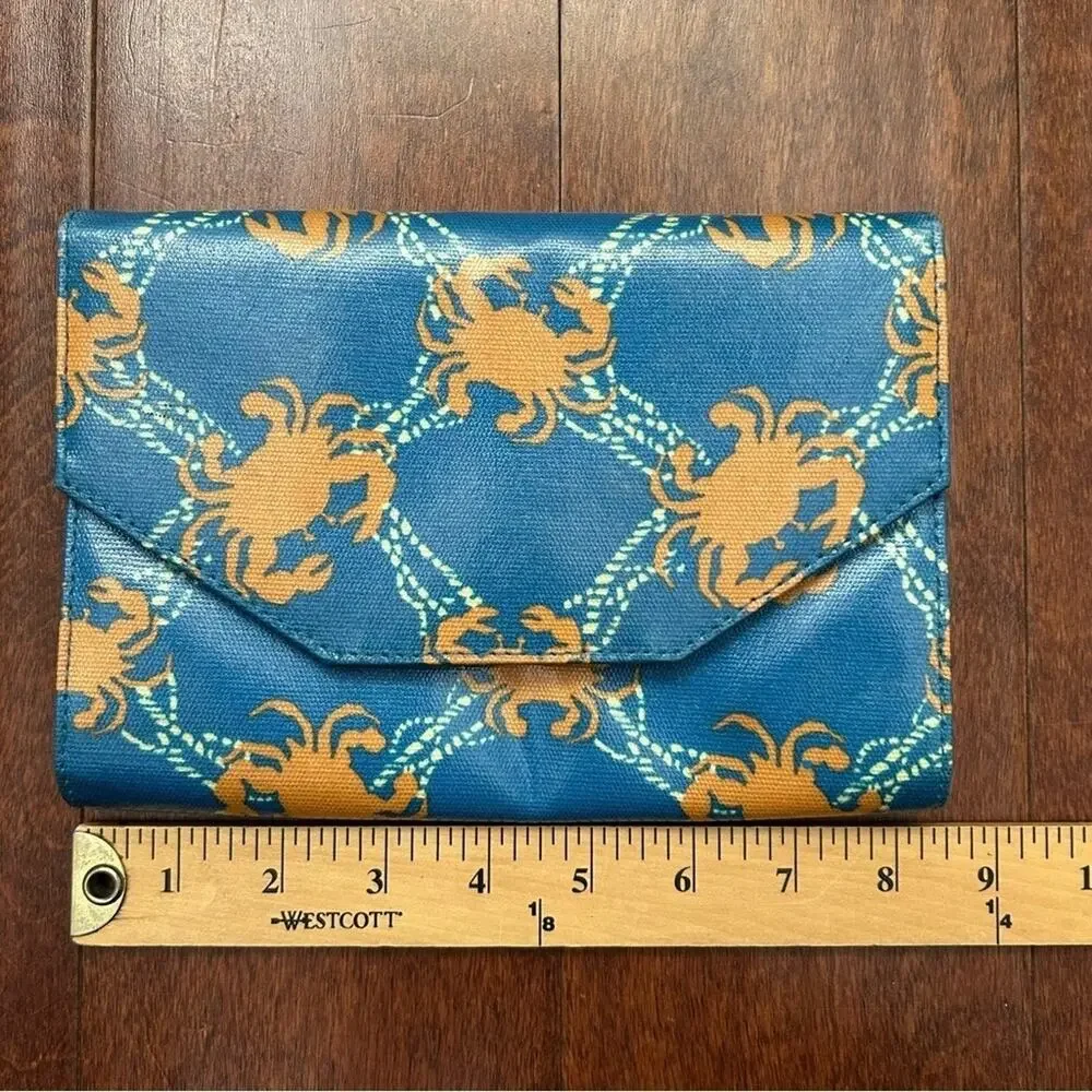 Halsea Blue and Orange Crab Pattern Clutch
